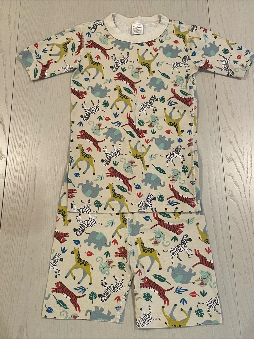 Hanna Andersson HannaJams Short John Pajama Set (Safari Animals) - Size 12 150